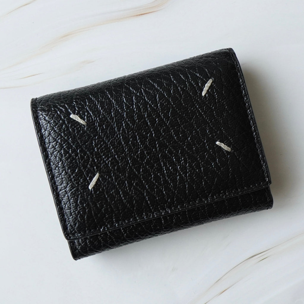 メゾン マルジェラ 4ステッチ 四つタグ レザー 三つ折り財布 コンパクトウォレット ブラック