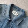 Maison Margiela distressed denim shirt, long sleeve shirt, shirt jacket, four tags, four stitches, indigo blue