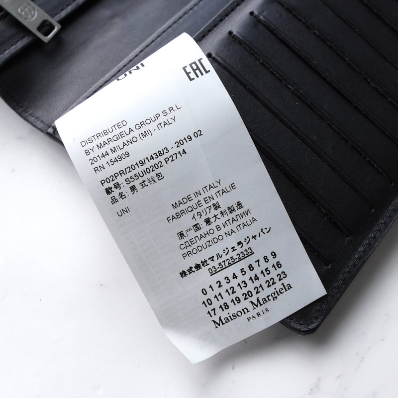 メゾン マルジェラ 4ステッチ 四つタグ カーフレザー 長財布 二つ折り財布 ブラック 箱付き - NEWSED