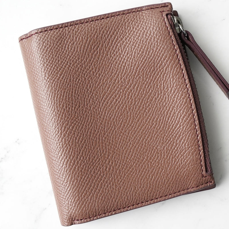 メゾン マルジェラ 4ステッチ 四つタグ レザー 二つ折り財布 コンパクトウォレット パープルブラウン - NEWSED