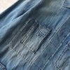 Maison Margiela distressed denim shirt, long sleeve shirt, shirt jacket, four tags, four stitches, indigo blue