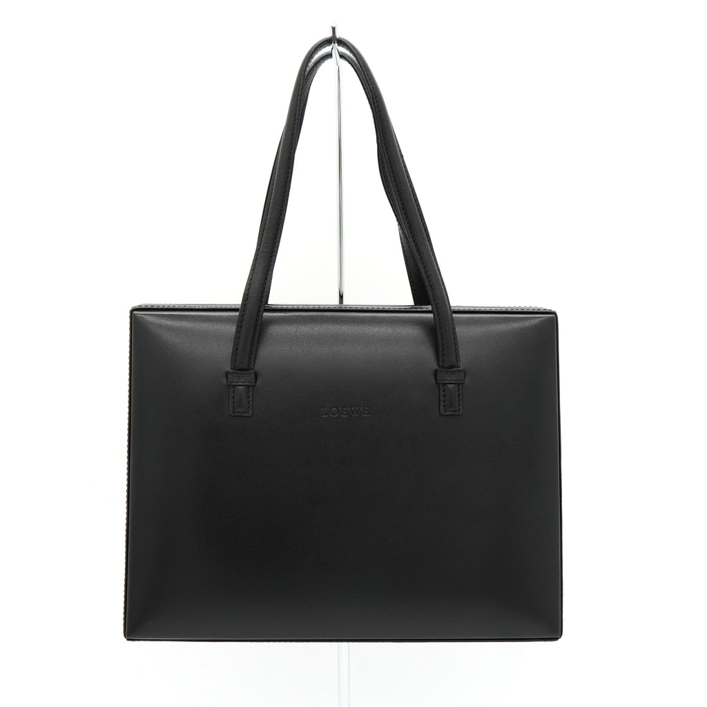 ロエベ ロゴ 自立型 レザー ハンドバッグ ブラック