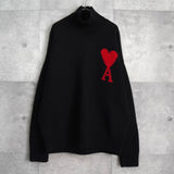 アミパリ アミ パリス タートルネック ハート ニット ブラック / レッド