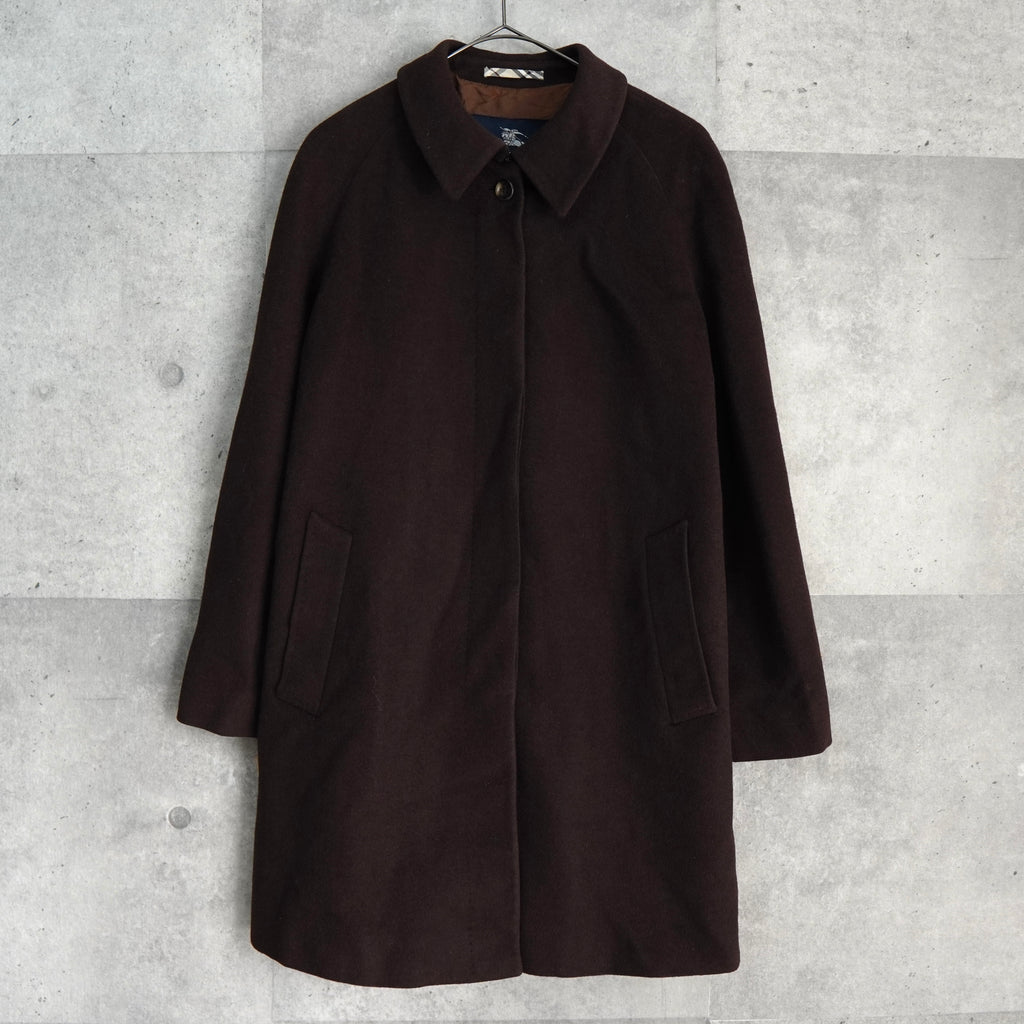 バーバリー ステンカラー カシミア アンゴラ コート ウールコート ブラウン レディース