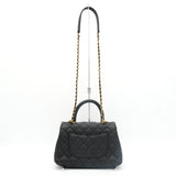 シャネル ココハンドルXS ターンロック マトラッセ キャビアスキン 2way ハンドバッグ ショルダーバッグ ブラック 2番台8桁