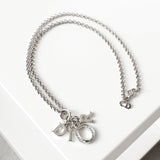 クリスチャン ディオール Diorロゴ チェーン ネックレス シルバー