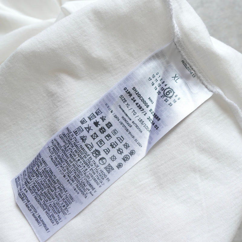 エムエムシックス メゾン マルジェラ パッチワーク オーバーサイズ Tシャツ ホワイト