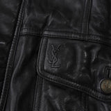 イヴ サンローラン ヴィンテージ エンボス YSLロゴ レザージャケット レザーブルゾン ブラック