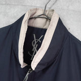 イヴ サンローラン ヴィンテージ YSLロゴ ブルゾン ジャケット ネイビー / ベージュ