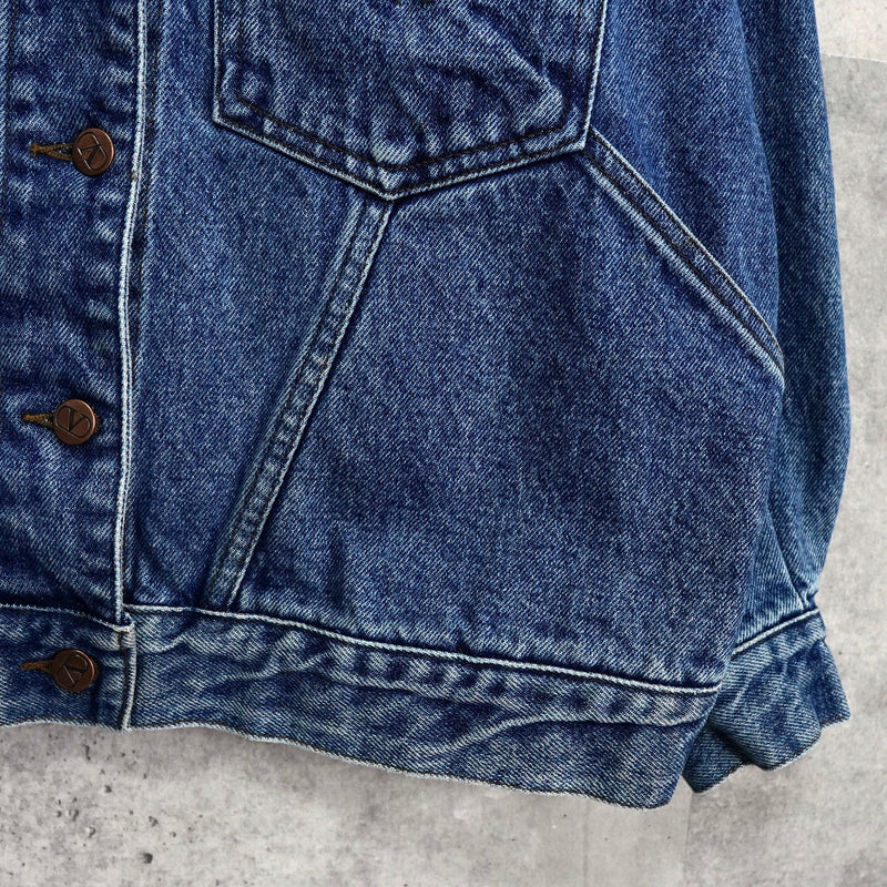 バレンティノ ジーンズ ヴィンテージ Vロゴ ボタン 刺繍 デニムジャケット ブルー