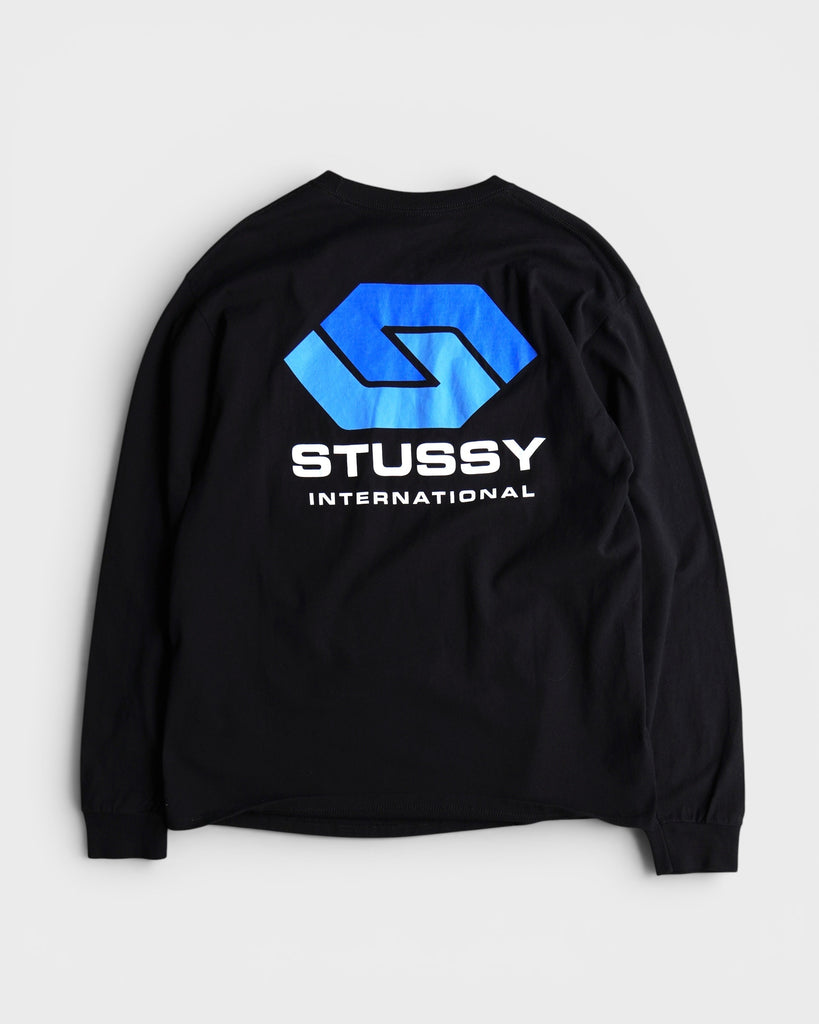 International L/S Tee ステューシー 長袖Tシャツ ロンT ブラック L メンズ