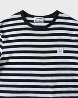 アクネ ストゥディオズ フェイスロゴ ボーダー Tシャツ ホワイト / ブラック