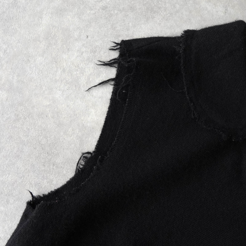 トリコ コムデギャルソン 2003年製 薔薇 装飾 カットオフ ウール ベスト レディース ブラック