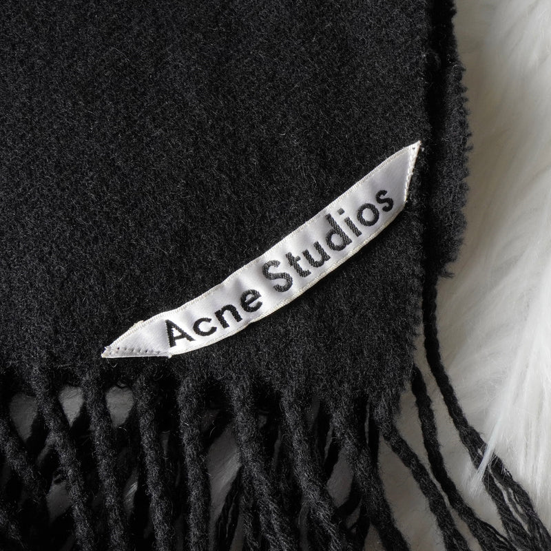 アクネ ストゥディオズ ロゴ ウール ストール マフラー ブラック