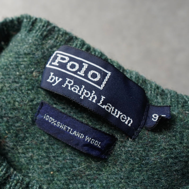 ポロ ラルフローレン スモールポニーロゴ ウール ニット グリーン
