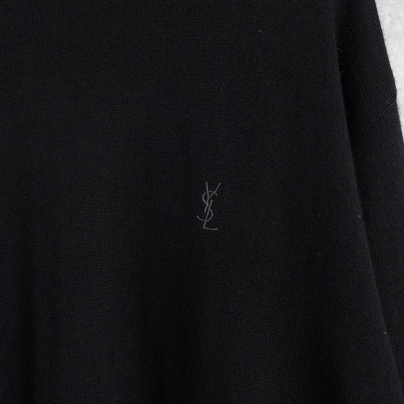 イヴサンローラン ヴィンテージ YSLロゴ モックネック ニット ブラック