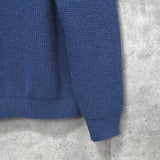 メゾン キツネ 筆記体ロゴ ワッフル ニット ブルー