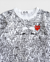 プレイ コム デ ギャルソン Tシャツ ホワイト ブラック S レディース