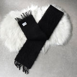 ロエベ アナグラム レザーパッチ モヘア マフラー ブラック