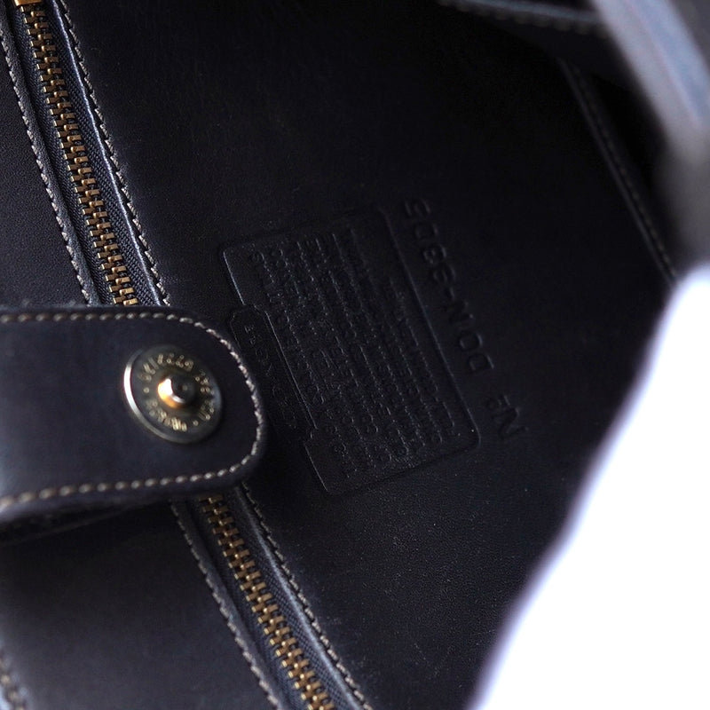 Vintage Black × Dark Brown Leather Tote Bag