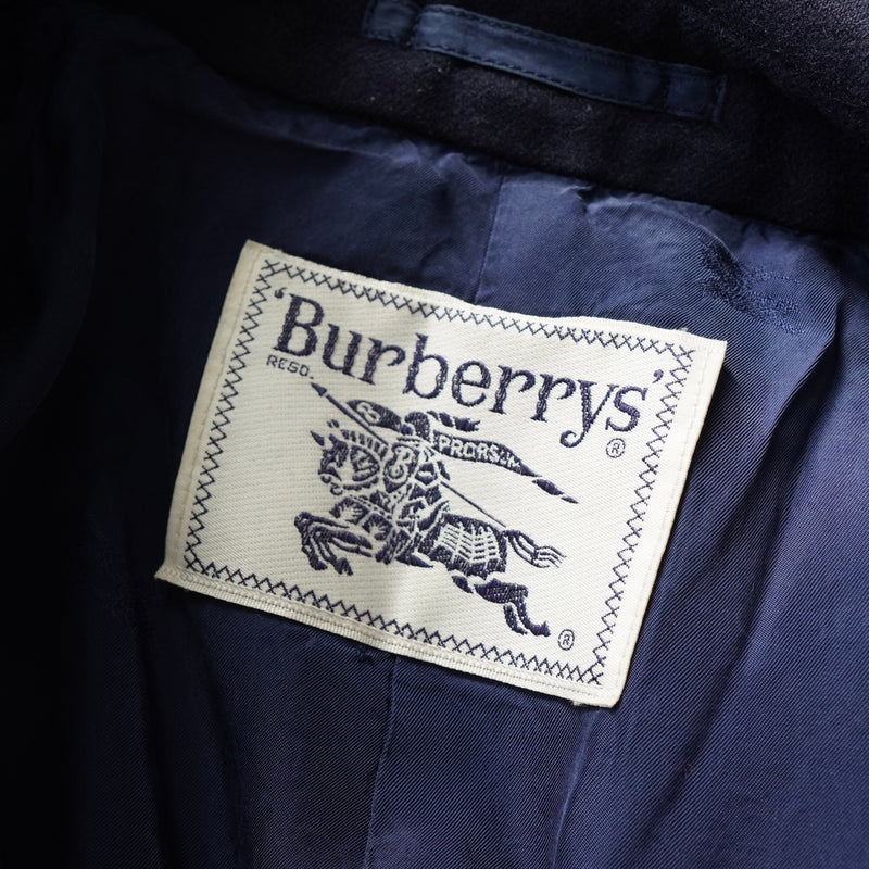 バーバリー ウール ステンカラーコート ネイビー