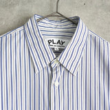 プレイ コムデギャルソン ハートロゴ ストライプ柄 長袖シャツ ブルー / ホワイト