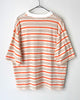 マルニ 筆記体ロゴ ボーダー オーバーサイズ Tシャツ ホワイト マルチカラー オレンジ M メンズ レディース
