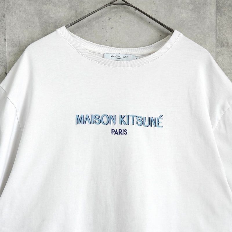 メゾン キツネ ロゴ 刺繍 Tシャツ ホワイト