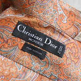 Christian Dior 橙色复古佩斯利印花短袖衬衫