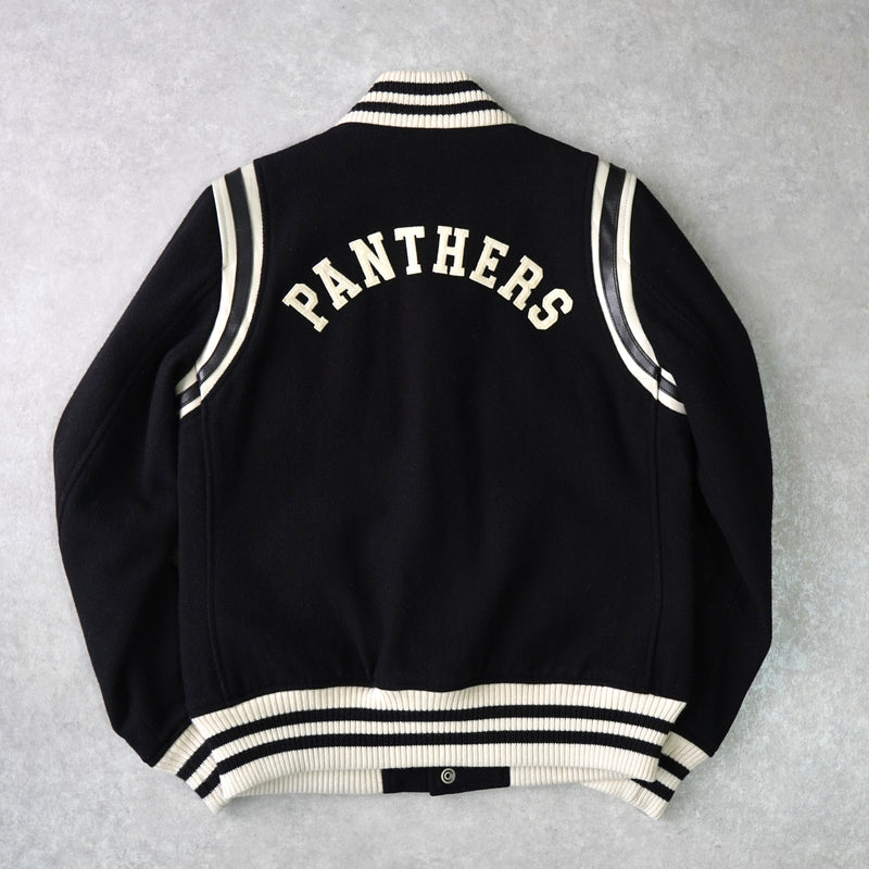 ヒステリックグラマー ガール ワッペン レザー切り替え ウール スタジャン ブラック