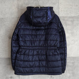 プラダ トライアングルロゴ フーデッド ダウンコート ダウンジャケット ネイビーパープル レディース