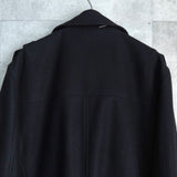 イヴ サンローラン ヴィンテージ YSLロゴ ウール Pコート ブラック