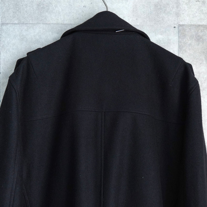 イヴ サンローラン ヴィンテージ YSLロゴ ウール Pコート ブラック