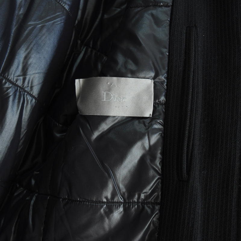 ディオール オム エディ期 異素材切り替え 中綿 キルティング ウール ブルゾン ニットジャケット ブラック