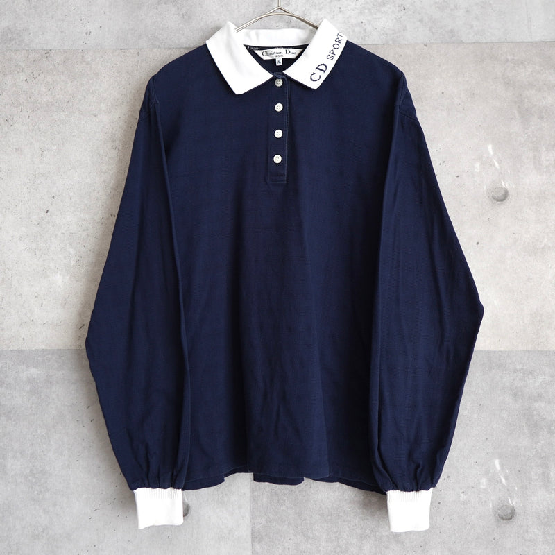 90's｜Logo Collar Long Sleeve Polo Shirt