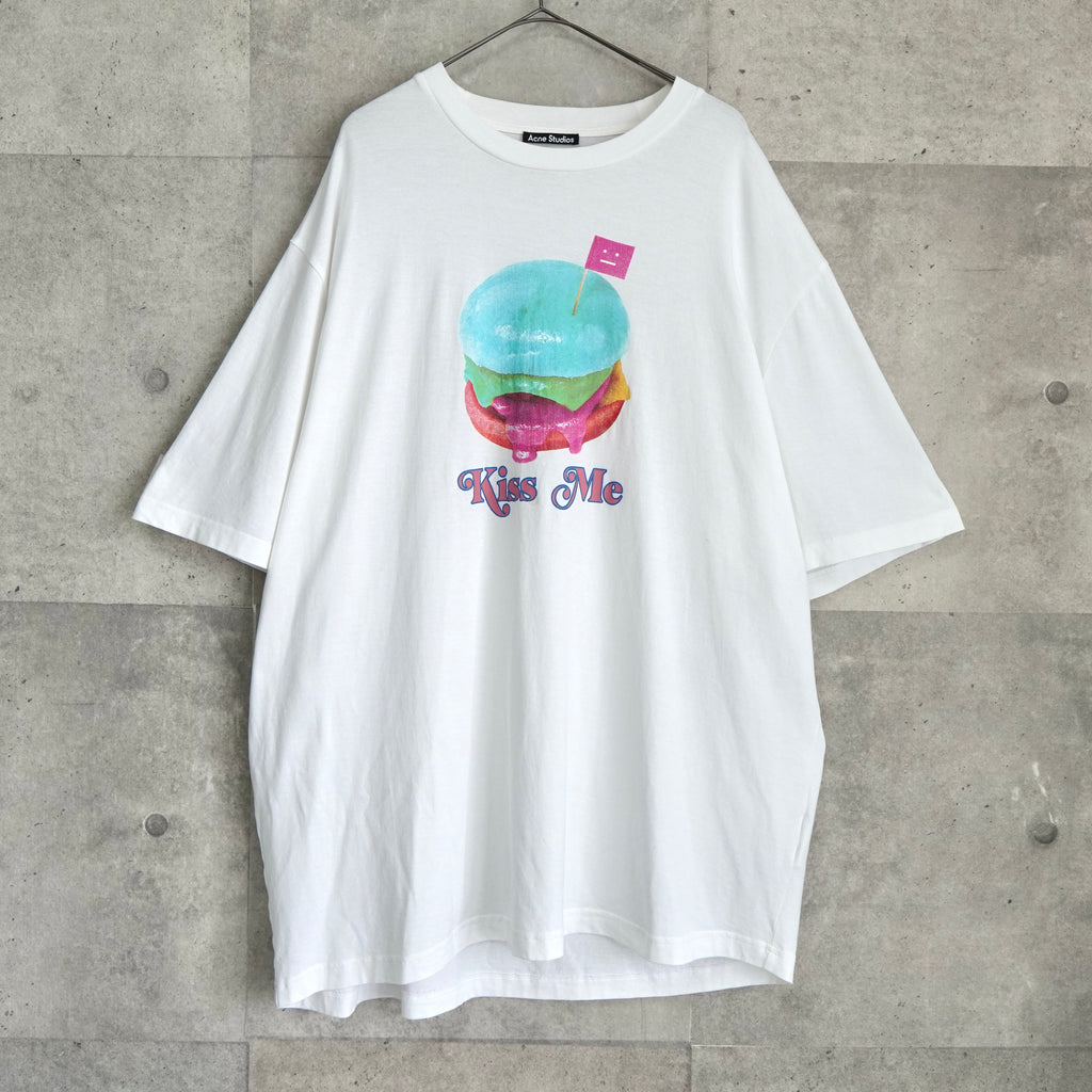 アクネ ストゥディオズ プリント オーバーサイズ Tシャツ ホワイト