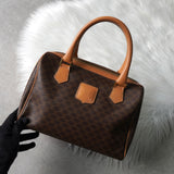 セリーヌ マカダム PVC レザー ミニボストンバッグ ハンドバッグ ブラウン