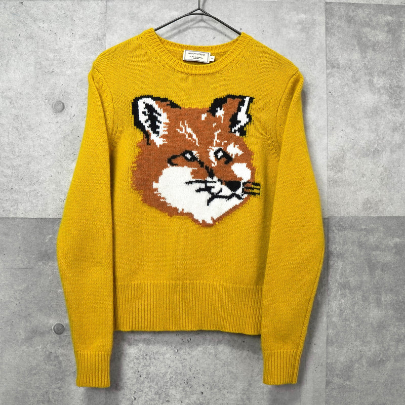 メゾン キツネ フォックスヘッド ウール ニット レディース イエロー