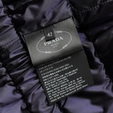 プラダ トライアングルロゴ フーデッド ダウンコート ダウンジャケット ネイビーパープル レディース