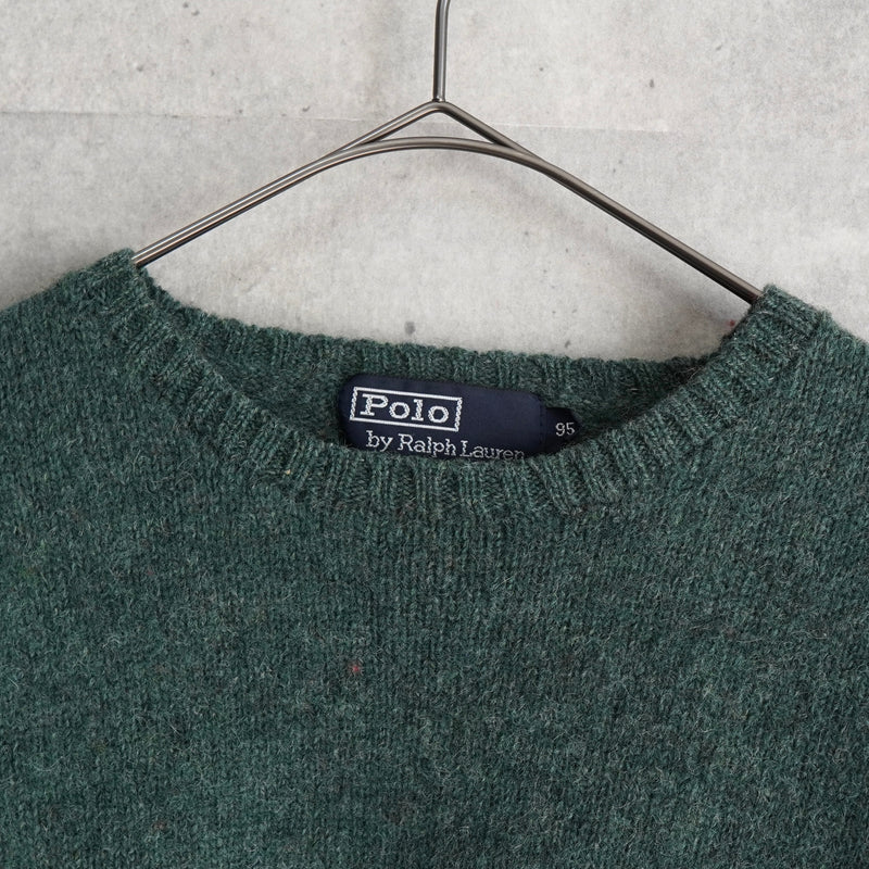 ポロ ラルフローレン スモールポニーロゴ ウール ニット グリーン