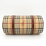 バーバリー ノバチェック PVC / レザー ドラムバッグ ハンドバッグ ベージュ レディース