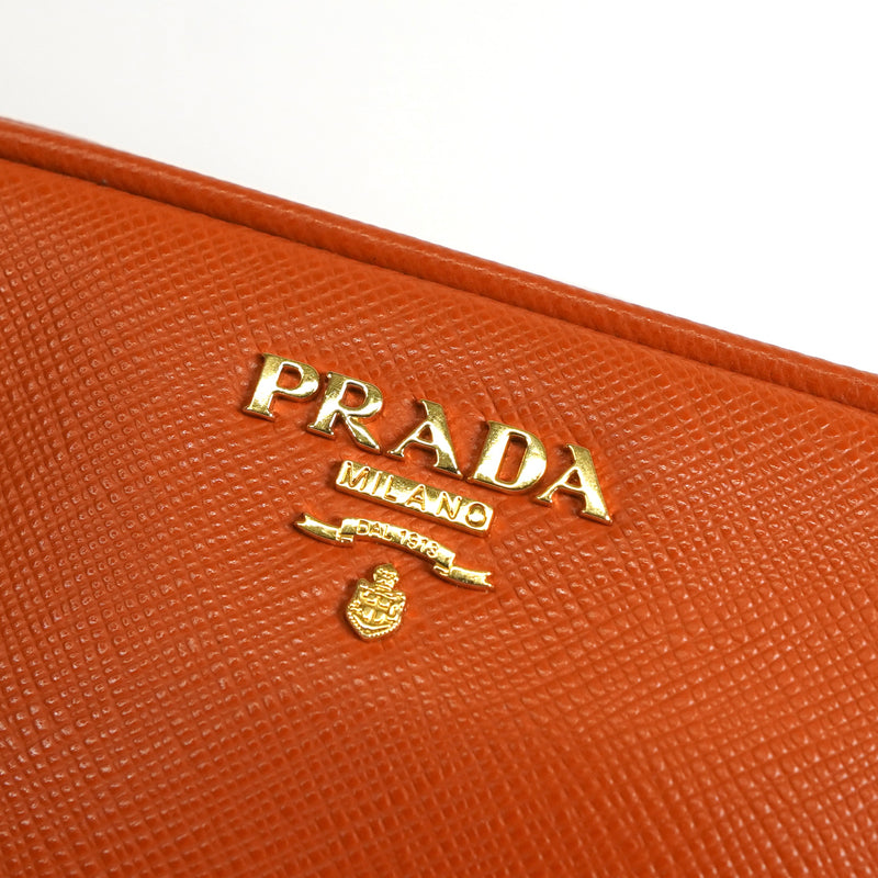 プラダ サフィアーノ レザー ミニ ショルダーバッグ ポシェット オレンジ