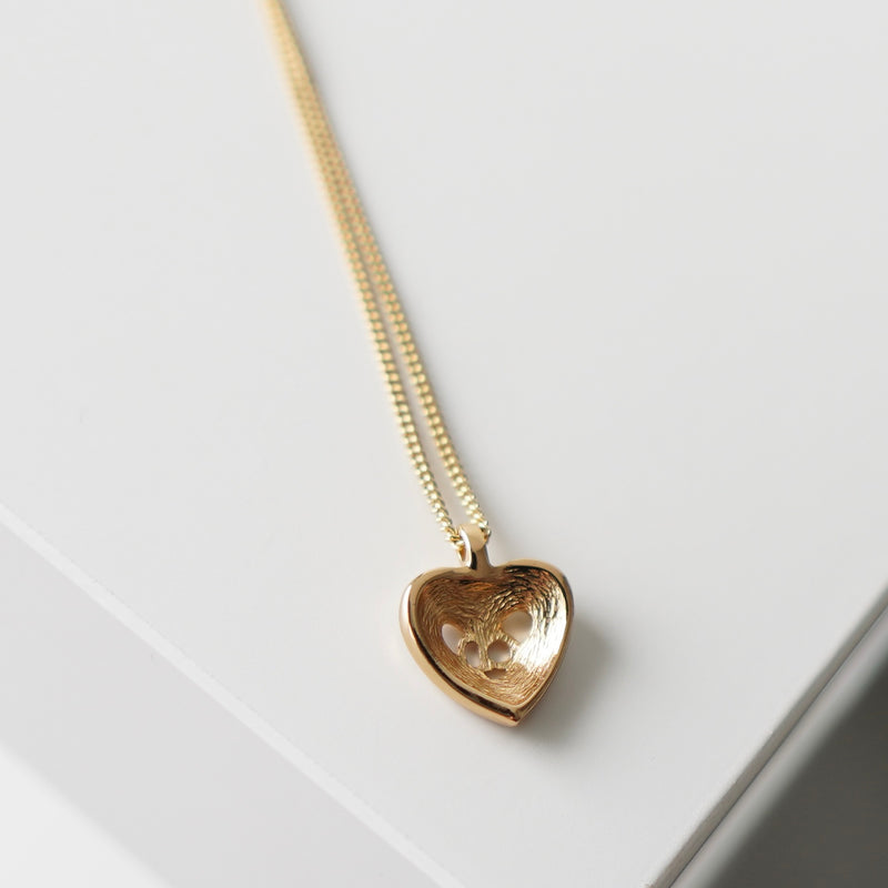 Heart Motif Rhinestone Gold Necklace