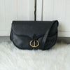 Christian Dior CD logo gold hardware leather shoulder bag navy