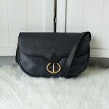 Christian Dior CD logo gold hardware leather shoulder bag navy