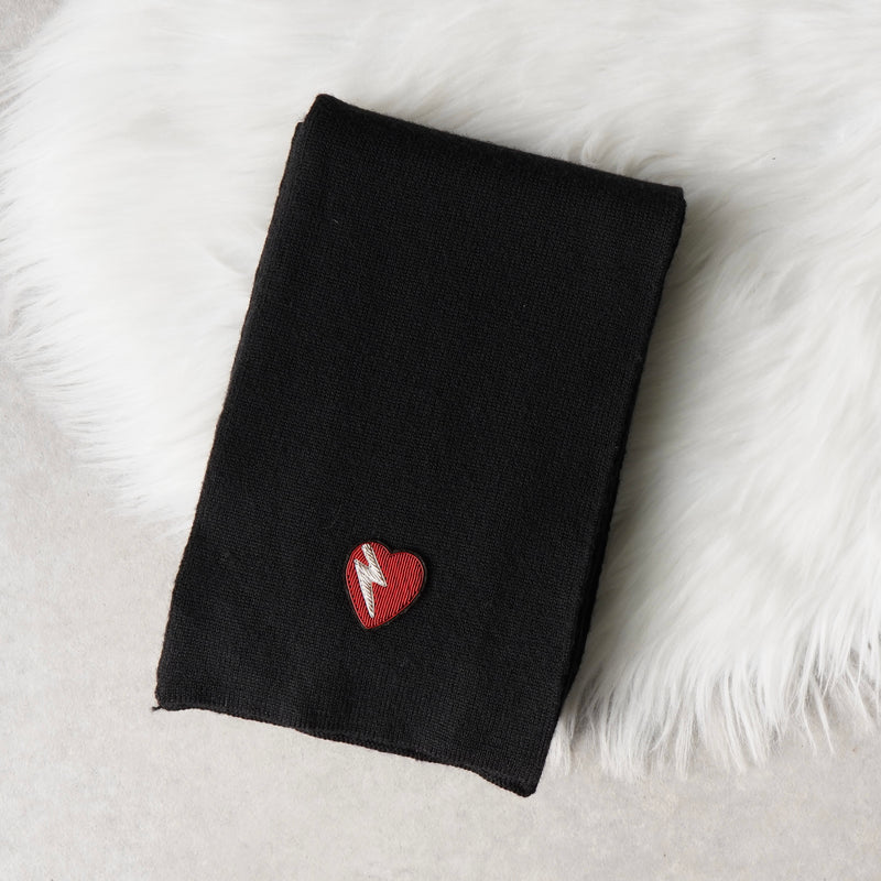サンローラン ハート ウール マフラー ブラック