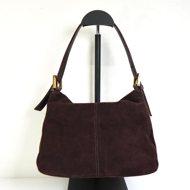 フェンディ マンマバケット スエード / レザー ワンショルダーバッグ ブラウン