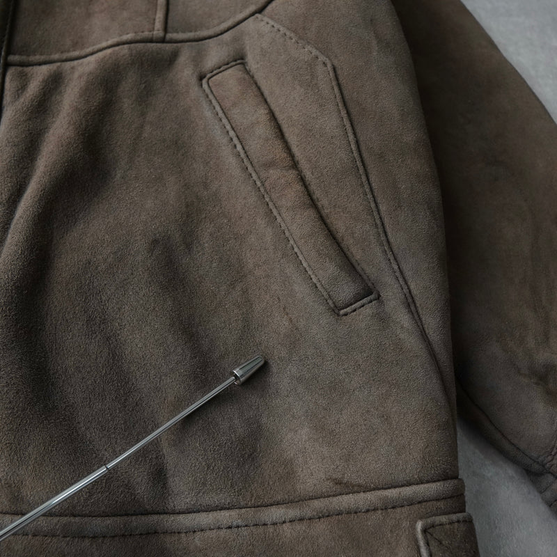 イヴサンローラン ヴィンテージ YSLロゴ ボタン ムートン ジャケット ブラウン