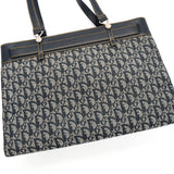 クリスチャン ディオール トロッター キャンバス / レザー トートバッグ ネイビー