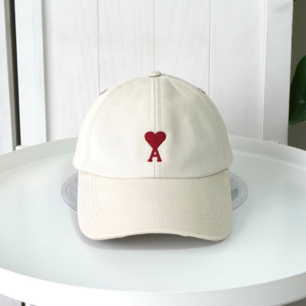 アミパリ アミ パリス ハートロゴ キャップ アイボリー